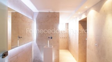 Decoração WC em pedra calcária Jura Beige Decoração WC em pedra calcária Jura Beige